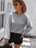 Kadın Sweaters Sonbahar ve Kış Açık Arka Desen Örgü Sokak Elbise Yuvarlak Boyun Uzun Kollu Kazak