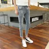 Men's Pants Wholesale 2023 Fashion Spiritual Guy Skinny Denim Trendy Male Korean Social Ruffian Handsome Fairy Feet Ankle Length