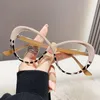 サングラスファッションアンチブルーライトグラス女性猫の目の眼鏡フレーム楕円形のデザイナー特大の光学フレームクリアアイウェア