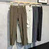 Calças masculinas verão fino lazer terno clássico coreano moda negócios casual reta drape calças formais masculino