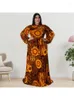 Robes africaines grande taille pour femmes 4xl 5xl, robe Maxi Vintage imprimée à manches longues avec ceinture, automne