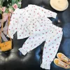 Pyjamas bébé fille dentelle ensemble coton chemise pantalon 2 pièces printemps été enfant vêtements de nuit bouton à manches longues maison salon costume vêtements 230906