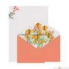 Cartes de voeux 6pcs imprimé fleur enveloppe lettre papier kawaii papeterie mariage carte de voeux invitation sac bureau fournitures scolaires DH1TC