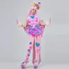 Scene Wear Candy Color Gogo Dancer Performance Women Lovely Jazz Dance Clothes paljetter Toppar Plush kjol Headwear Carnival Suit VDB7234