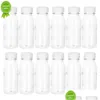 Garrafas de água 12pcs 200ml Garrafa de suco de plástico Bebida Garrafas de chá de frutas Embalagem de alimentos para animais de estimação com entrega de gota Er DH1EW