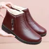 Boots Women Leaather Winter Vintage Round Head anti slip Light Platfor