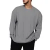 Men's Hoodies Spring And Autumn American Solid Stripe Sports Sweater Long Sleeve T-shirt Large Loose Drop Shoulder Round Neck