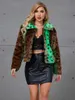 Женская зимняя куртка из искусственного меха с леопардовым принтом, женская куртка-стойка с воротником-стойкой, теплые парки, верхняя одежда, новые осенне-зимние корейские женские свободные пальто из искусственного меха x0907