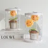 Flores decorativas hechas a mano para mujer, girasol de ganchillo en una maceta, adornos bonitos en maceta, regalo de agradecimiento, decoración del hogar, regalo