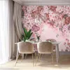 Wallpapers nórdico pintado à mão rosa romântico flor mar fundo papel de parede quarto sala de estar decoração papel de parede 3d mural decoração de casa