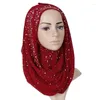 Abbigliamento etnico Sciarpa di chiffon a bolle Strass Decorazione di perle Hijab da donna Sciarpe musulmane Testa avvolgente Scialle islamico Turbante Fascia 180x70