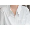 Chemisiers en mousseline de soie pour femmes, manches longues, amples, chemises blanches avec fermeture éclair, mode automne 2023, haut de vacances décontracté