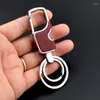 Keychains Fashion Pu Leather Keychain Men Metal Waist Hanging Double Ring Keyring Key Holder Jewelry For Boyfriend Gifts Bag Ornament