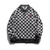 Sweat à capuche pour hommes FUODRAO Harajuku Sweat hommes printemps automne Plaid Sweat-Shirt Hip Hop Streetwear grande taille pull W005