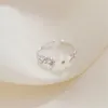 Cluster Ringe Mode Silber Farbe Kirschblüten Ring Koreanische Öffnung Intarsien CZ Einstellbare Valentinstag Geschenk Jz416