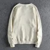 Men's Hoodies Retro Solid Color Basic Crewneck Sweater Washed High-weight Terry Comfortable Pullover Long Sleeve Top