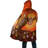 Men's Trench Coats Fashion Unisex Indigenous 3D Printed Hooded Cape Winter Wool Windproof And Warm Coat
