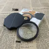 wholesale 10X Microscope Foldable PU Material Reading Mini Magnifiers Portable Jewelry Loupe Magnifying Glass Lens Pocket Magnifier 12 LL