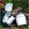 Vattenflaskor Goalone 1L Militär Canteen Kit Portable Aluminium Cup Wood Spise Set With Nylon Er Bag för Cam vandring av ryggsäck dhxkx