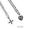 Choker Vintage Heart Long Pendant Necklaceは、女性用にビーズを付けています