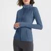 LL Yoga-Outfits für Damen, Workout, Sportmantel, Tauchen, Fitnessjacke, High Street Sports, schnelltrocknend, Activewear-Oberteil, solide Oberteile mit Reißverschluss