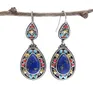 Boucles d'oreilles pendantes Vintage séparation Lapis couleur or pierre bohème ethnique vert orchidée pendentif bijoux de fête