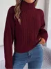 Swetery dla kobiet Turtleeck dzianin sweter pokręcony pullover kobieta 2023 Zima szykowna długi rękaw solidny górny górny, ciepły miękki miękki szary sweter