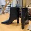 Women's New Pointed Thick Heel Sleeve Knee High Women's Boots Fashion Fashion Show Gold Large Women's Boots Winter Boots 42 43 for girls party shoes