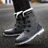 Bottes Hiver hommes bottes haut de gamme coton chaussures imperméable antidérapant extérieur en cuir cachemire hommes bottes de neige chaussures décontractées chaudes 230907