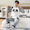 Męska odzież sutowa zima długie rękaw grube ciepłe flanelowe piżamę dla mężczyzn Coral Velvet Cute Cartoon Sutwear garnitur Pajama Ubrania odzieży domowej 230907