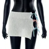 Jupes Y2K Femmes Mignonnes Tricoté Moulante Taille Élastique À Lacets Split Mini Sexy Lady Slim Fit Bandage Tricot Kawaii