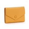 Carteiras de couro genuíno carteira feminina estilo curto simples dobrável três camadas de couro moda envelope saco