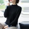 Women's Sweaters Autumn Winter Knitted Sweater Mock Neck Tops Ladies Bottom Shirts Casual Warm Soft Pullovers &