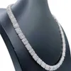 Collier avec pendentif Baguette en argent plaqué Moissanite 925, bijoux entièrement en or Vvs, chaîne glacée Ffgff