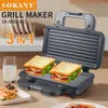 Ekmek Yapımcıları Sokany835 Sandviç Makinesi 3in1 Pişmiş Waffle Paslanmaz Çelik Kahvaltı