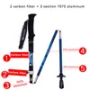 Trekking Poles 2pcs PIONEER Walking Stick Folding 5 sections 2 Carbon Fiber 3 Aluminium alloy Mountainclimbing Crutch Outdoor Hiking 230907