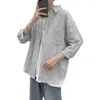 Männer Casual Shirts Kurzarm Sommer Dünne Mantel Übergroßen Sieben EINE Halbe Hülse Gestreiften Mode Ropa Kleidung Für Männer