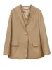Womens Suits Blazers EAM Women Khaki False Two Big Size Casual Blazer Vneck Long Sleeve Loose Fit Jacket Fashion Spring Autumn 1DF5525 230906