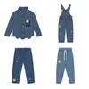 Kids Shirts 2023 Autumn and Winter N Family s Boys Girls Denim Series Worn Out Shirts Strap Pants Fashion Brands 230906