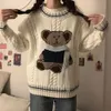 Deeptown Cute Bear Maglione Donna Kawaii Moda coreana Oversize Cartoon Maglione lavorato a maglia Donna Preppy School Style Abbigliamento invernale