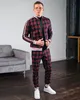 Men's Tracksuits Fashion Casual Tracksuit Sportswear Two Piece Outfits Gentlemen Suits Plaid Zipper Sets Brand Jacket Male Clothing Spring 230906