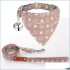 Dog Collars Leashes Dog Collar Bandanas Leash Set Classic Old Flower Designer Collars With Bandana And Leashes For Small Dogs Cat Pe Otwi0