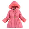ダウンコートの冬のダウンジャケットガールズコートカフフード付きぬいぐるみ襟の子供のアウトウェア3〜12歳のティーンエイジャーコットンパーカーR230905