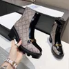 Dameslaarzen Designer lederen enkellaarsjes Diamond Platform Chunky G Heel Dames Martin Boot Woestijnen Ster Schoenen Cowboy Winter Outdoor Gesp Schoen