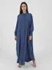 Ethnische Kleidung Elegante lila Abayas für Frauen Langarm muslimisches Kleid Dubai Strickjacke Kimono Kleidung Ramadan Abend Party Kaftan Mode