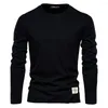 T-shirts pour hommes Printemps Hommes Chemise Mode O-cou À Manches Longues En Coton Hommes T-shirts De Haute Qualité Mâle Hauts Classique Homme T-shirt Vêtements