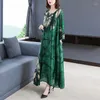 Casual Kleider 2023 Lose Grün Drucken Strand Maxi Kleid Frühling Sommer Vintage 4XL Plus Größe Midi Elegante Frauen Bodycon Party robe