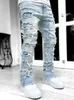 Men s Jeans Fashion Embroidery Patchwork Brown Baggy Men Pants Male Y2K Clothes Straight Hip Hop Cotton Trousers Pantalon Homme 230906