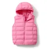 Daunenmantel Herbst Winter Kinder Ultraleichte Weste Jacken Jungen Mädchen Kinder Mit Kapuze Daunenmäntel Mode Ärmellose Puffy Weste R230905