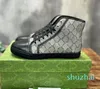 Luxe Designer Man Klassiekers Canvas Lederen Hoge Top Sportschoenen Hoogwaardige Lage Top Sneakers Rubber